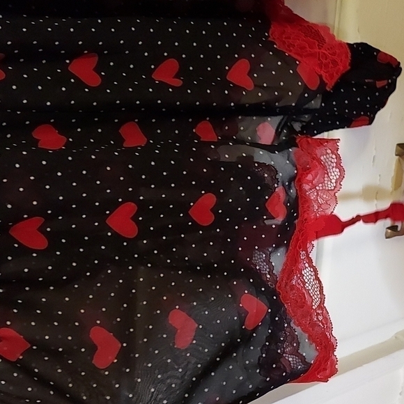 Cacique Valentine Heart Romper Lace Trim - Picture 9 of 11